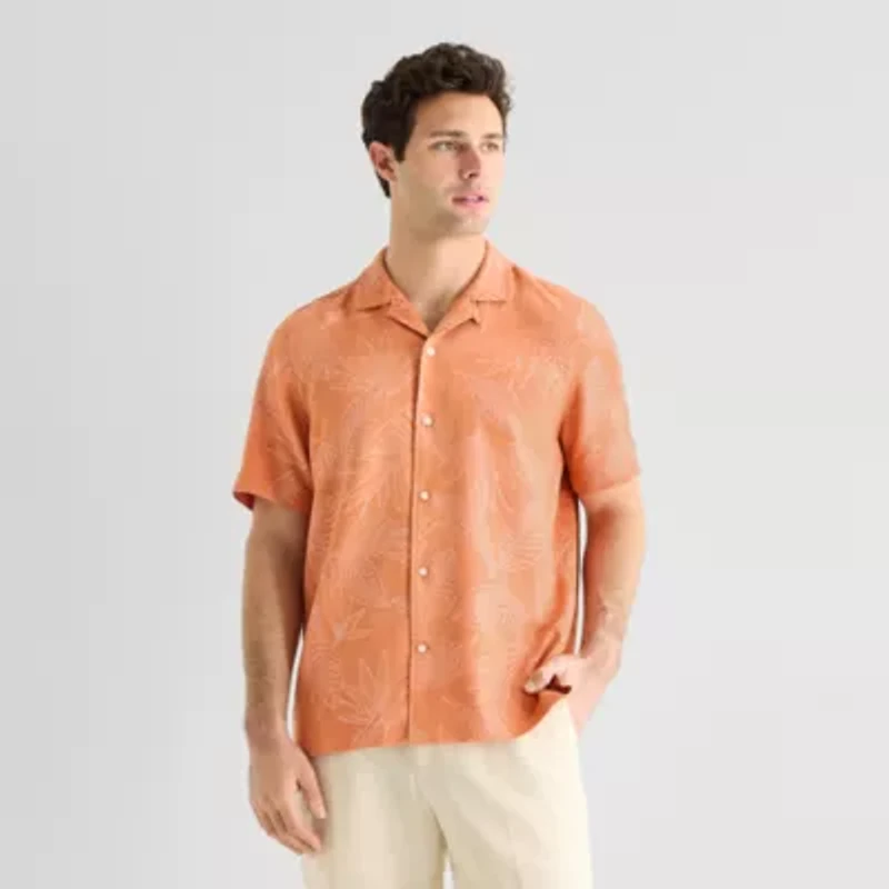 J. Ferrar Floral Mens Short Sleeve Camp Shirt