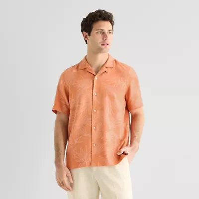 J. Ferrar Floral Mens Short Sleeve Camp Shirt