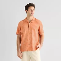 J. Ferrar Floral Mens Short Sleeve Camp Shirt