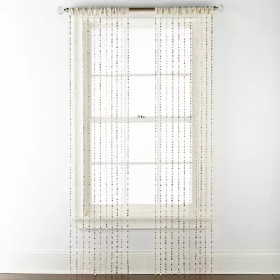 Regal Home Adriana Bead Rod Pocket Light-Filtering Single Curtain Panel