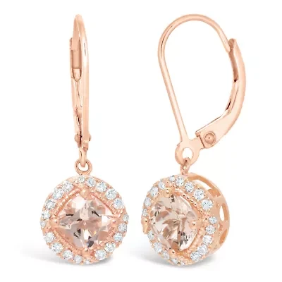 Womens 1/6 CT. T.W. Genuine Pink Morganite 10K Rose Gold Drop Earrings