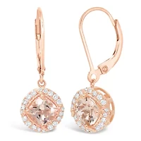 Womens 1/6 CT. T.W. Genuine Pink Morganite 10K Rose Gold Drop Earrings