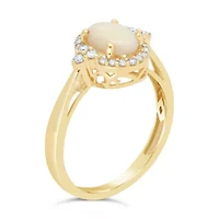 Womens 1/5 CT. Genuine White Opal 10K Gold Cocktail Ring