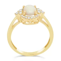 Womens 1/5 CT. Genuine White Opal 10K Gold Cocktail Ring