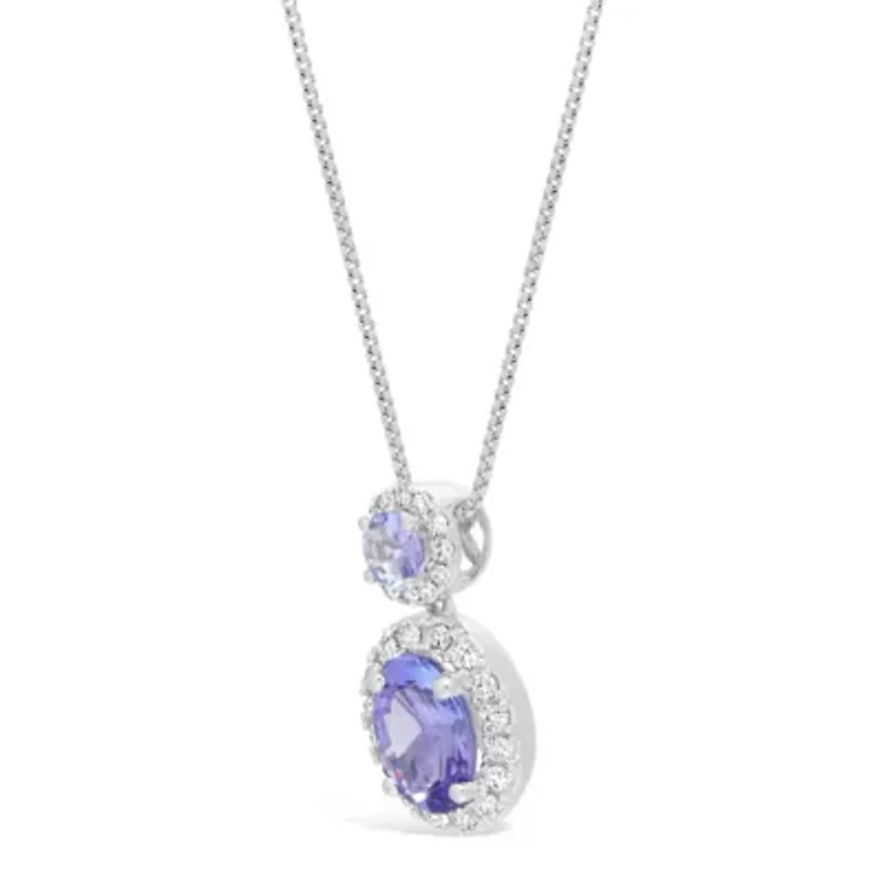Womens 1/6 CT. T.W. Genuine Blue Tanzanite 10K White Gold 18 Inch Pendant Necklace