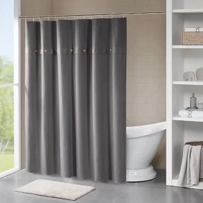 Madison Park Rianon Finley Cotton Waffle Weave Textured Shower Curtain