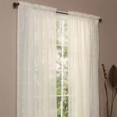 Hathaway Rod Pocket Embroidered Sheer Single Curtain Panel