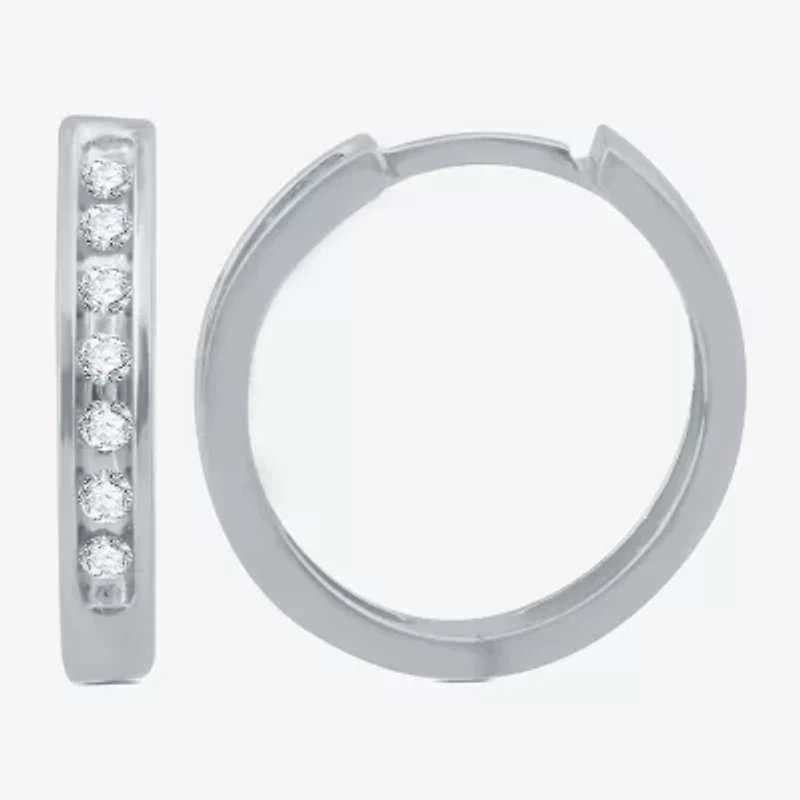 Womens 1/6 CT. T.W. Natural White Diamond 10K Gold 16.3mm Hoop Earrings
