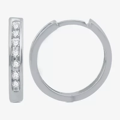 Womens 1/6 CT. T.W. Natural White Diamond 10K Gold 16.3mm Hoop Earrings