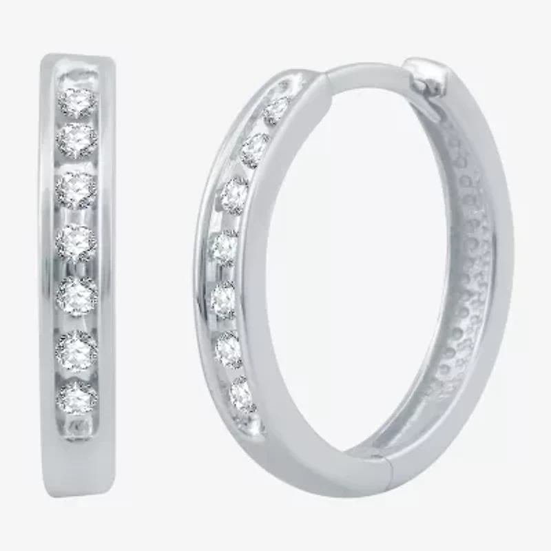 Womens 1/6 CT. T.W. Natural White Diamond 10K Gold 16.3mm Hoop Earrings