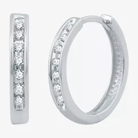 Womens 1/6 CT. T.W. Natural White Diamond 10K Gold 16.3mm Hoop Earrings
