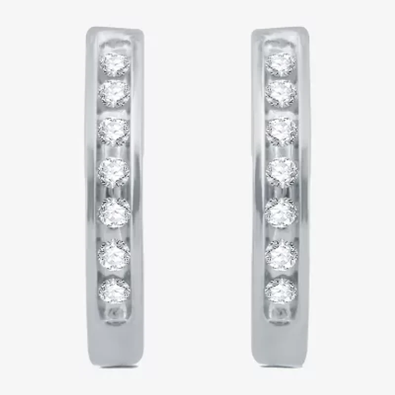 Womens 1/6 CT. T.W. Natural White Diamond 10K Gold 16.3mm Hoop Earrings