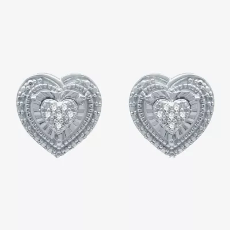 Womens 1/10 CT. T.W. Natural White Diamond Sterling Silver Heart 2-pc. Jewelry Set