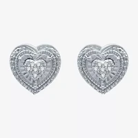 Womens 1/10 CT. T.W. Natural White Diamond Sterling Silver Heart 2-pc. Jewelry Set