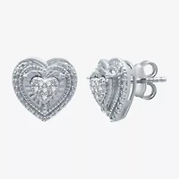 Womens 1/10 CT. T.W. Natural White Diamond Sterling Silver Heart 2-pc. Jewelry Set