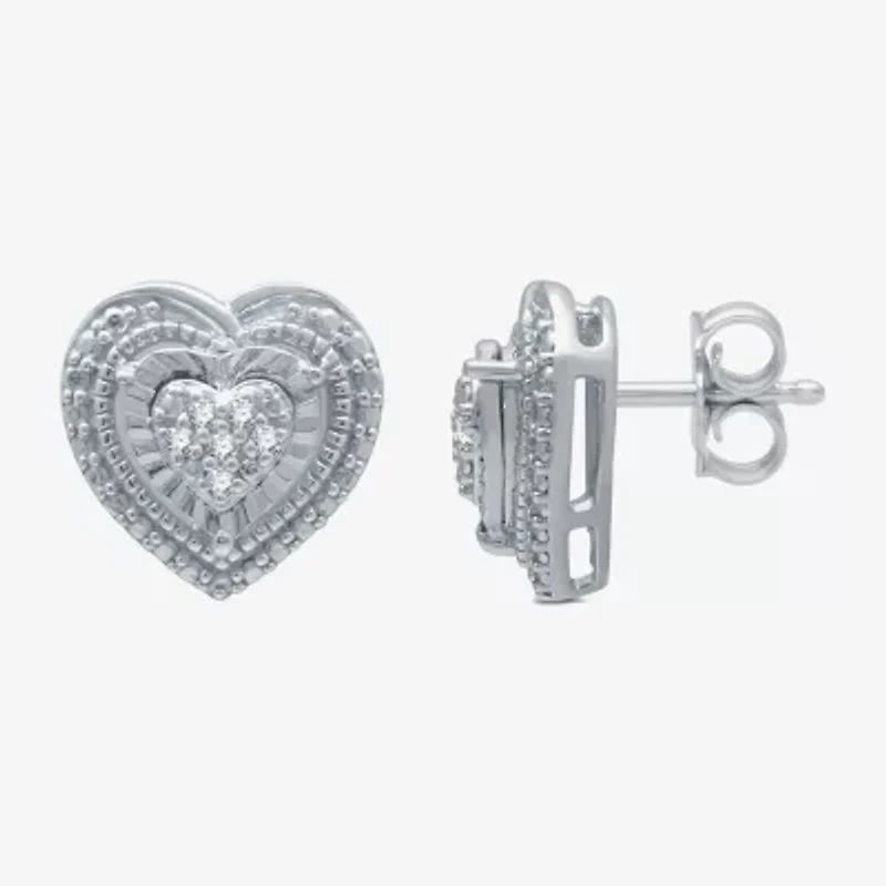 Womens 1/10 CT. T.W. Natural White Diamond Sterling Silver Heart 2-pc. Jewelry Set
