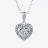 Womens 1/10 CT. T.W. Natural White Diamond Sterling Silver Heart 2-pc. Jewelry Set