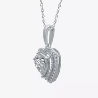 Womens 1/10 CT. T.W. Natural White Diamond Sterling Silver Heart 2-pc. Jewelry Set