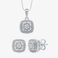 Womens 1/10 CT. T.W. Natural White Diamond Sterling Silver 2-pc. Jewelry Set