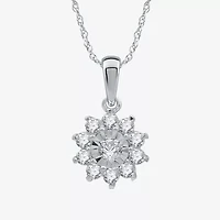 Womens 1 CT. T.W. Natural White Diamond Sterling Silver Flower 2-pc. Jewelry Set
