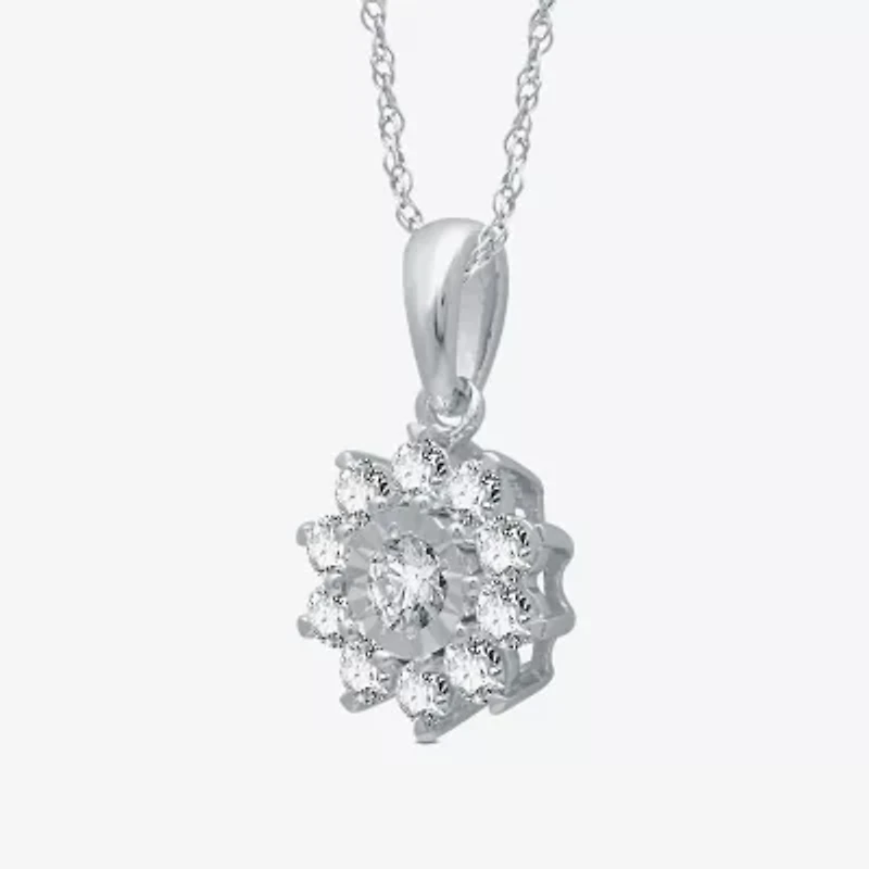 Womens 1 CT. T.W. Natural White Diamond Sterling Silver Flower 2-pc. Jewelry Set
