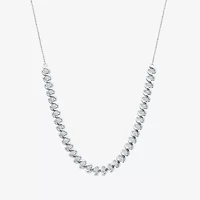 Womens White Diamond Sterling Silver 12 Inch Tennis Necklace