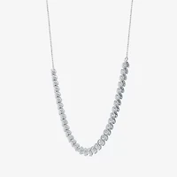 Womens White Diamond Sterling Silver 12 Inch Tennis Necklace