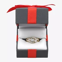 Womens 1/7 CT. T.W. Natural White Diamond  Cluster Halo Cocktail Ring Sterling Silver or 14K Gold Over