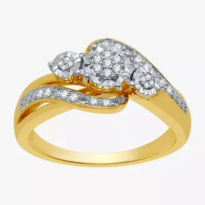 Womens 1/7 CT. T.W. Natural White Diamond  Cluster Halo Cocktail Ring Sterling Silver or 14K Gold Over