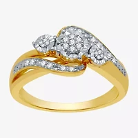 Womens 1/7 CT. T.W. Natural White Diamond  Cluster Halo Cocktail Ring Sterling Silver or 14K Gold Over
