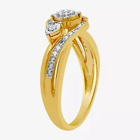 Womens 1/7 CT. T.W. Natural White Diamond  Cluster Halo Cocktail Ring Sterling Silver or 14K Gold Over