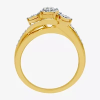 Womens 1/7 CT. T.W. Natural White Diamond  Cluster Halo Cocktail Ring Sterling Silver or 14K Gold Over