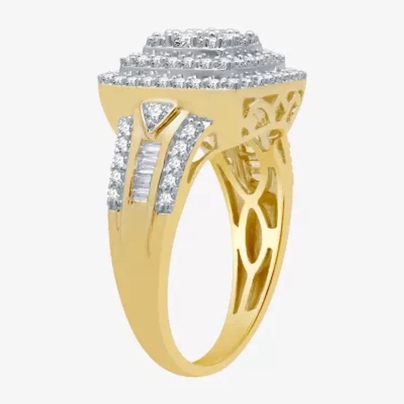 Womens 1 CT. T.W. Natural White Diamond Sterling Silver Halo Cocktail Ring