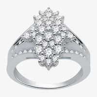 Womens 1 CT. T.W. Natural White Diamond Sterling Silver Cocktail Ring