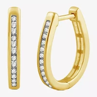 Womens 1/4 CT. T.W. Natural White Diamond 14K Gold Over Silver 18.8mm Hoop Earrings