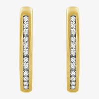 Womens 1/4 CT. T.W. Natural White Diamond 14K Gold Over Silver 18.8mm Hoop Earrings