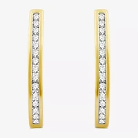 1/2 CT. T.W. Natural White Diamond  23.8mm Hoop Earrings Sterling Silver or 14K Gold Over