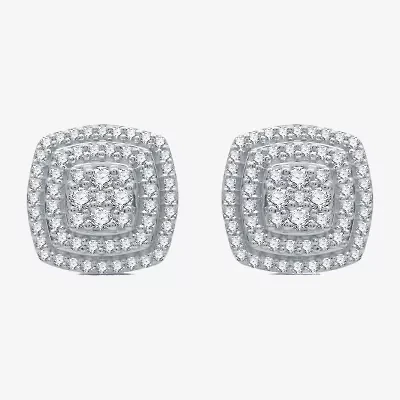 1/2 CT. T.W. Natural White Diamond Sterling Silver 9.8mm Stud Earrings
