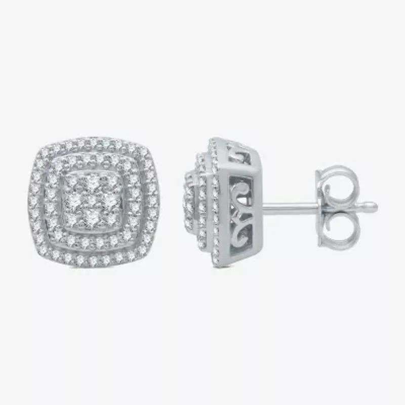 1/2 CT. T.W. Natural White Diamond Sterling Silver 9.8mm Stud Earrings