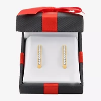 Womens 1 CT. T.W. Natural White Diamond Sterling Silver 25.8mm Hoop Earrings