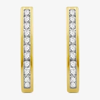 Womens 1 CT. T.W. Natural White Diamond Sterling Silver 25.8mm Hoop Earrings