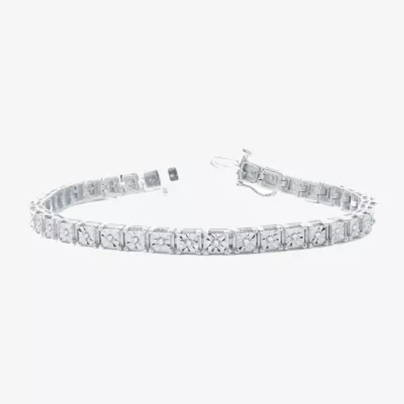 Womens 1/2 CT. T.W. Natural White Diamond Sterling Silver 7.5 Inch Tennis Bracelet