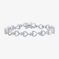 Womens 1/10 CT. T.W. Natural White Diamond Sterling Silver Heart 7 Inch Tennis Bracelet