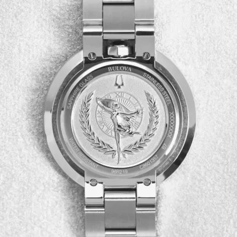 Bulova Rubaiyat Womens Diamond Accent Silver Tone Stainless Steel Bracelet Watch 96p184
