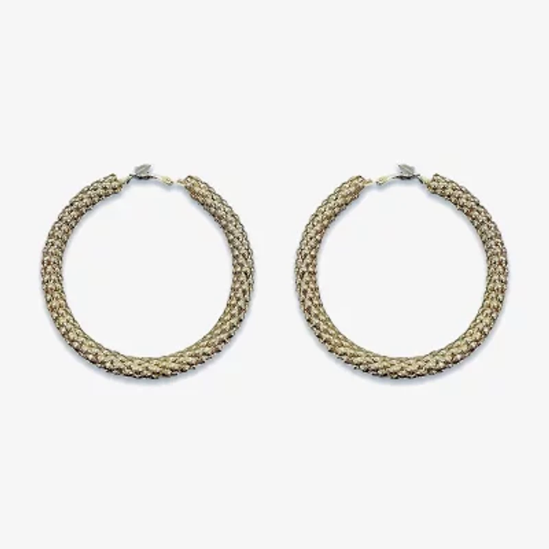 Bijoux Bar Gold Tone Metal Womens 1 1/2 Inch Circle Hoop Earrings