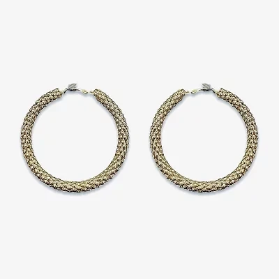 Bijoux Bar Gold Tone Metal Womens 1 1/2 Inch Circle Hoop Earrings