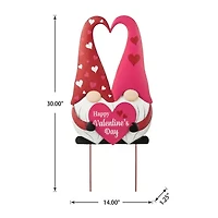 Glitzhome 30"H Valentine's Gnome Couple Stake Holiday Yard Art