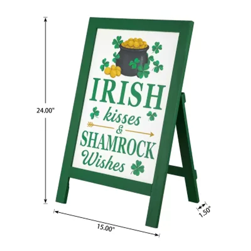 Glitzhome 24"H St.Patrick's Wooden Porch Sign Holiday Yard Art