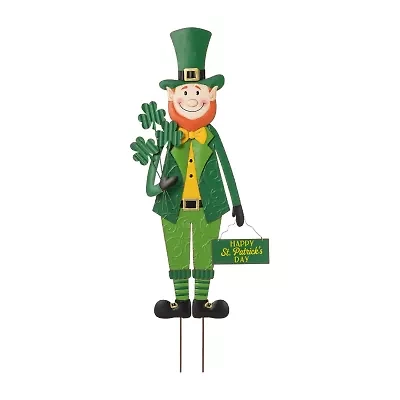 Glitzhome 36"H St.Patrick's Leprechaun Stake Holiday Yard Art