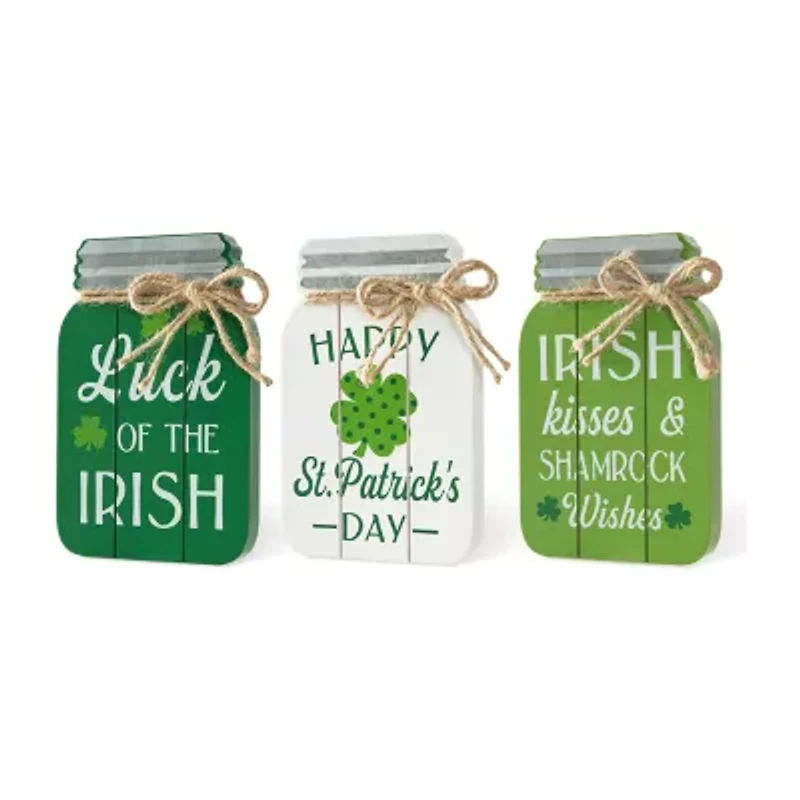Glitzhome 7" 3-pc. St. Patricks Day Tabletop Decor